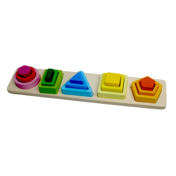 Wooden Geometric Shape Sorting Stacking Toy - Image 4