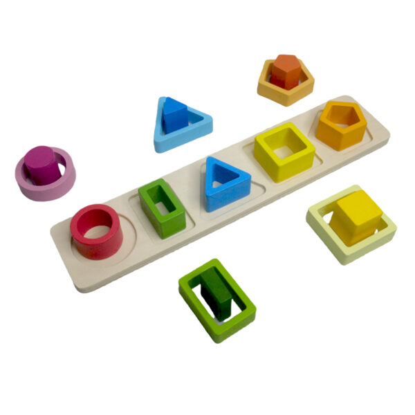 Wooden Geometric Shape Sorting Stacking Toy - Image 2