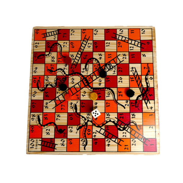 2-in-1 Wooden Ludo with Snake and Ladder - Image 4