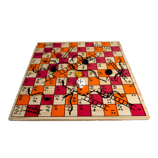 2-in-1 Wooden Ludo with Snake and Ladder - Image 2