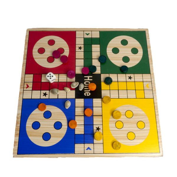 2-in-1 Wooden Ludo with Snake and Ladder - Image 3