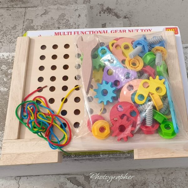 Wooden Multi Functional Gear Nut Toy - Image 2