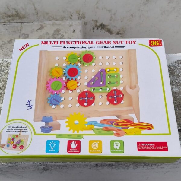 Wooden Multi Functional Gear Nut Toy