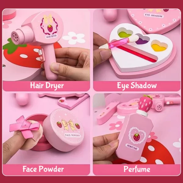 Wooden Makeup Beauty Cosmetic Set - Image 3