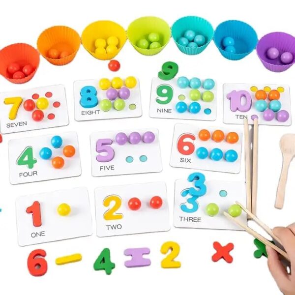 Wooden Number Cognitive Operation Bead Matching Game - Image 2