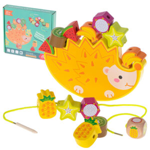 Wooden Hedgehog Balance Blocks & Threading Game